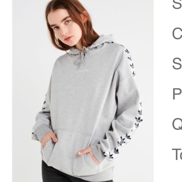 adidas Tops - Adidas Originals Grey Tape Hoodie, RARE